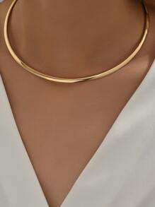 1pc Women Punk Style Elegant Geometric Iron Necklace, Choker Suitable For Party, Festival, And Daily Wear - Yellow Gold - View 3