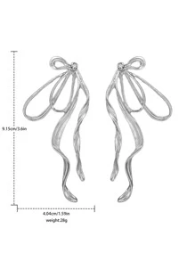 Bow Stud Earrings - Silver - View 3