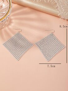 1 对优雅闪亮女士金属网链吊坠耳环，适合派对、节日、情人节、斋月、所有季节 - 銀色 - 查看 5