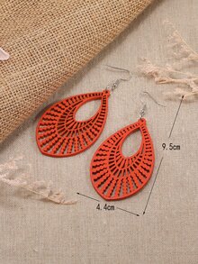 鏤空幾何耳墜 - 橘色 - 查看 5