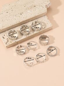 9 cái/bộ Nhẫn Trang Trí Trái Tim & Hoa - Bạc - Xem 3