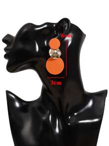 Two Tone Round Drop Earrings - Orange - View 3