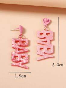 心和字母耳墜 - 粉色 - 查看 4