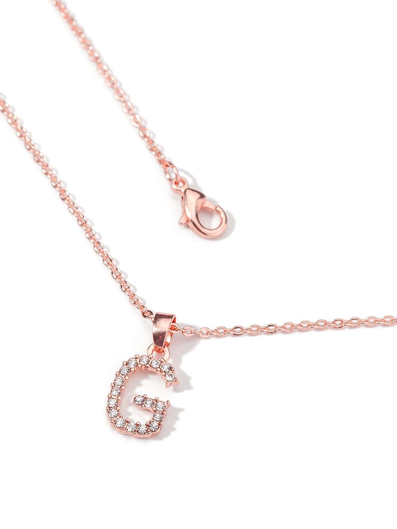 Rhinestone Letter Charm Necklace