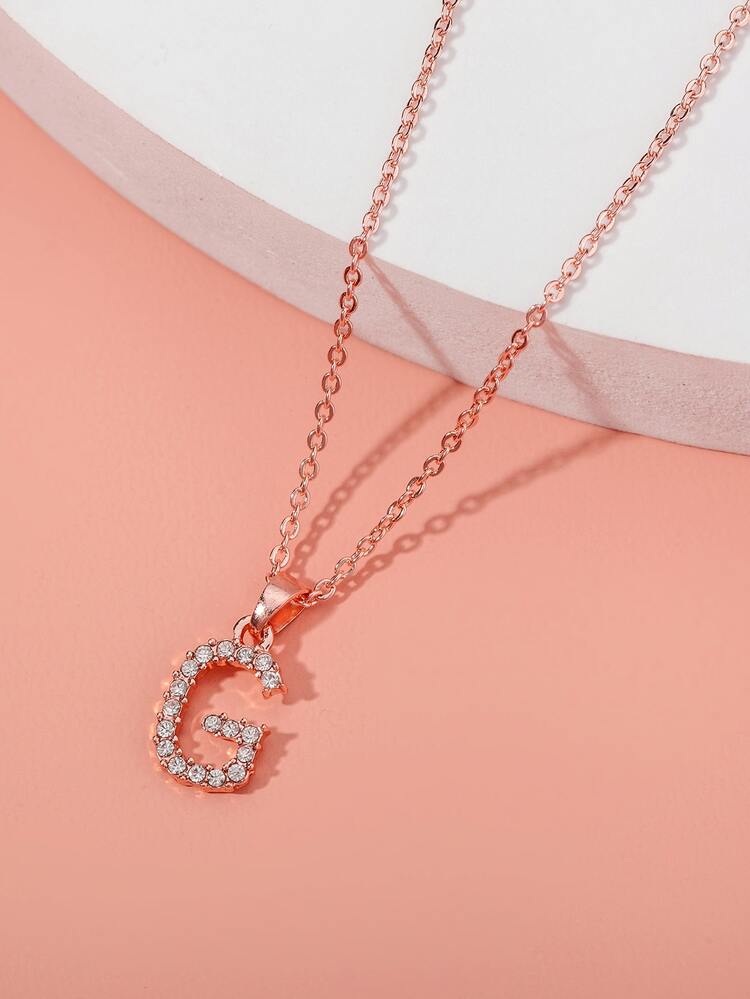 Rhinestone Letter Charm Necklace