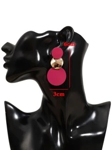 Two Tone Round Drop Earrings - Hot Pink - View 3