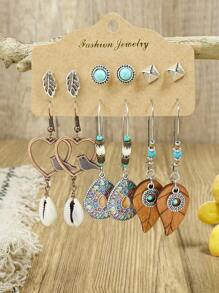 36 Cái/bộ Bohemian Hợp Kim Kẽm Mặt Trăng Và Hoa Trang Trí Nữ Hàng Ngày Trang Trí Bông Tai - Nhiều màu - Xem 5