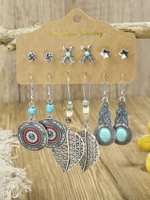 36 Cái/bộ Bohemian Hợp Kim Kẽm Mặt Trăng Và Hoa Trang Trí Nữ Hàng Ngày Trang Trí Bông Tai - Nhiều màu - Xem 6