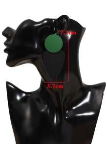 紋理質感幾何耳墜 - 黑色 - 查看 3