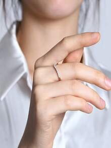 Rhinestone Decor Ring V-shaped Cubic Zirconia Decor Ring - Yellow Gold - View 7