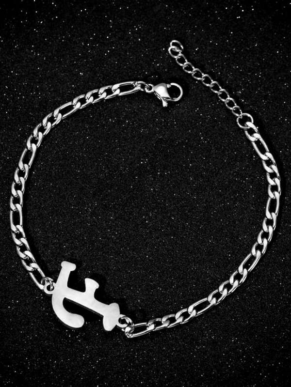 1pc Letter Decor Chain Bracelet, Stainless Steel Jewelry SHEIN USA