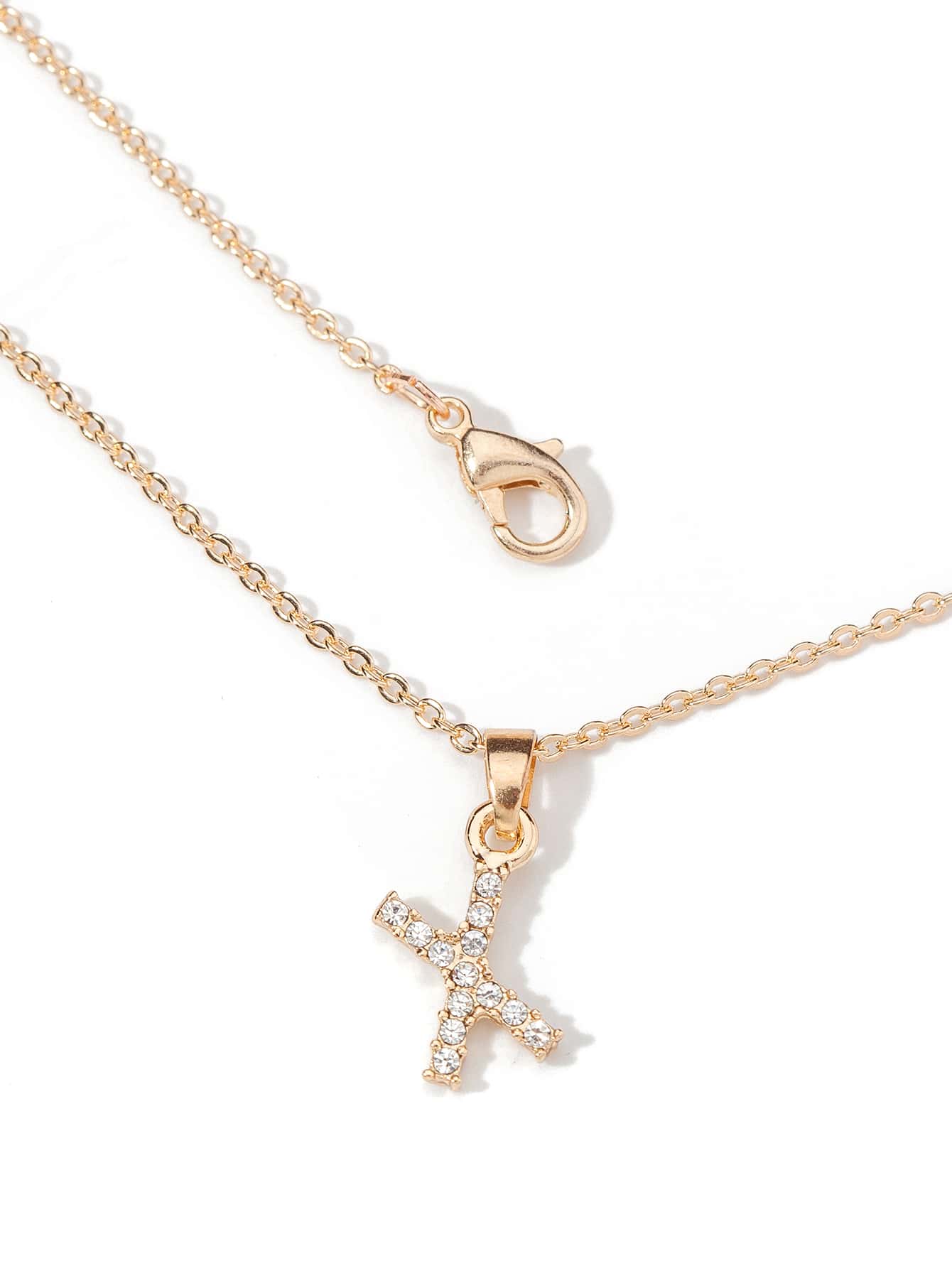 Collar con diamante de imitación colgante de letra - Amarillo Oro - Ver 1