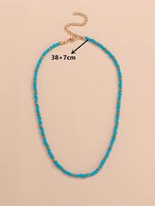 Minimalist Beaded Necklace - Green - View 3