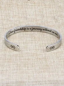 1 Máy Tính Vintage Thép Không Gỉ Biểu Tượng Vô Cực & Khẩu Hiệu Đồ Họa Đeo Lắc Tay Nữ Cho Quà Tặng Cho Vẻ Ngoài Phong Cách - Bạc - Xem 1