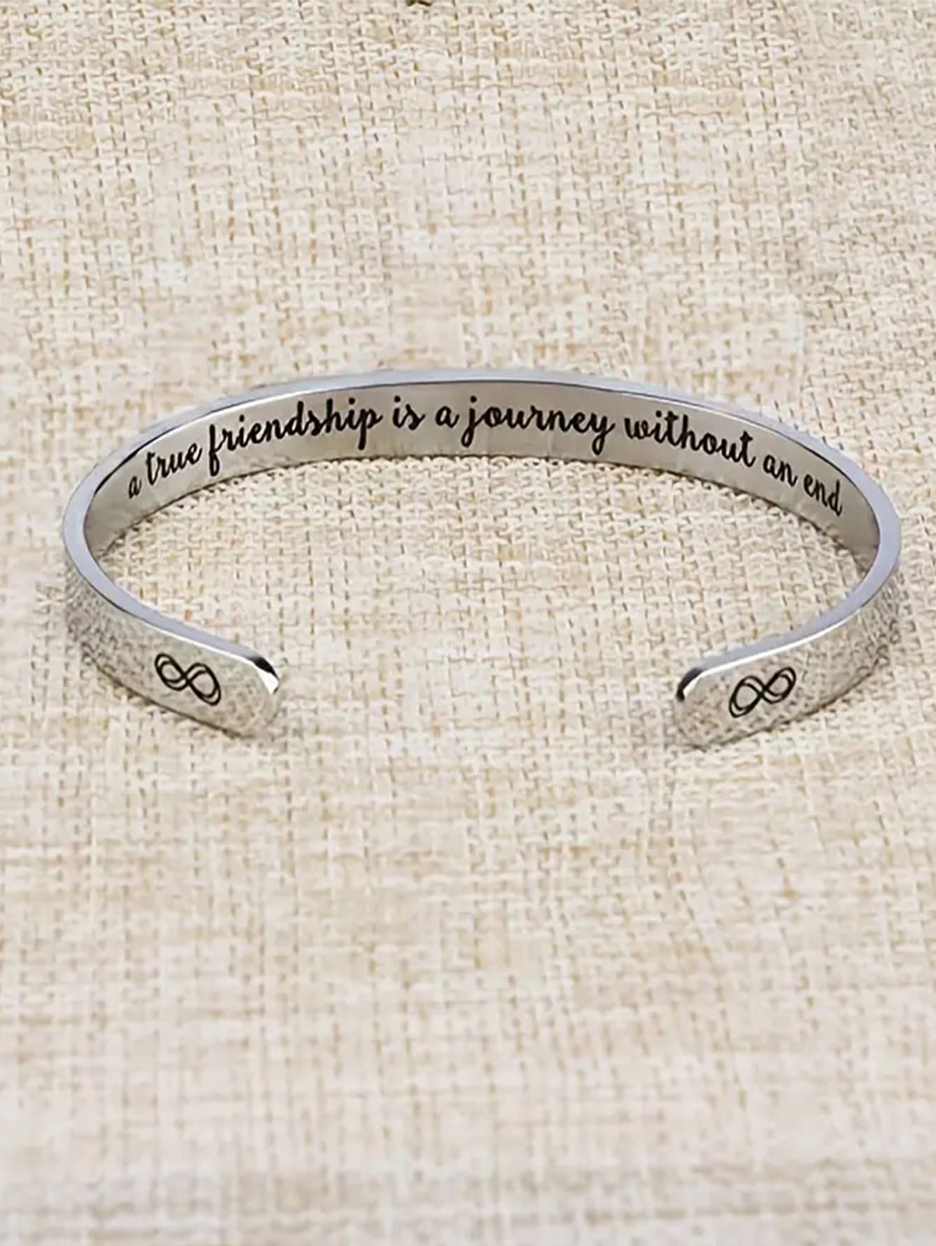 1 Máy Tính Vintage Thép Không Gỉ Biểu Tượng Vô Cực & Khẩu Hiệu Đồ Họa Đeo Lắc Tay Nữ Cho Quà Tặng Cho Vẻ Ngoài Phong Cách - Bạc - Xem 1