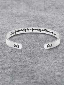 1 Máy Tính Vintage Thép Không Gỉ Biểu Tượng Vô Cực & Khẩu Hiệu Đồ Họa Đeo Lắc Tay Nữ Cho Quà Tặng Cho Vẻ Ngoài Phong Cách - Bạc - Xem 2