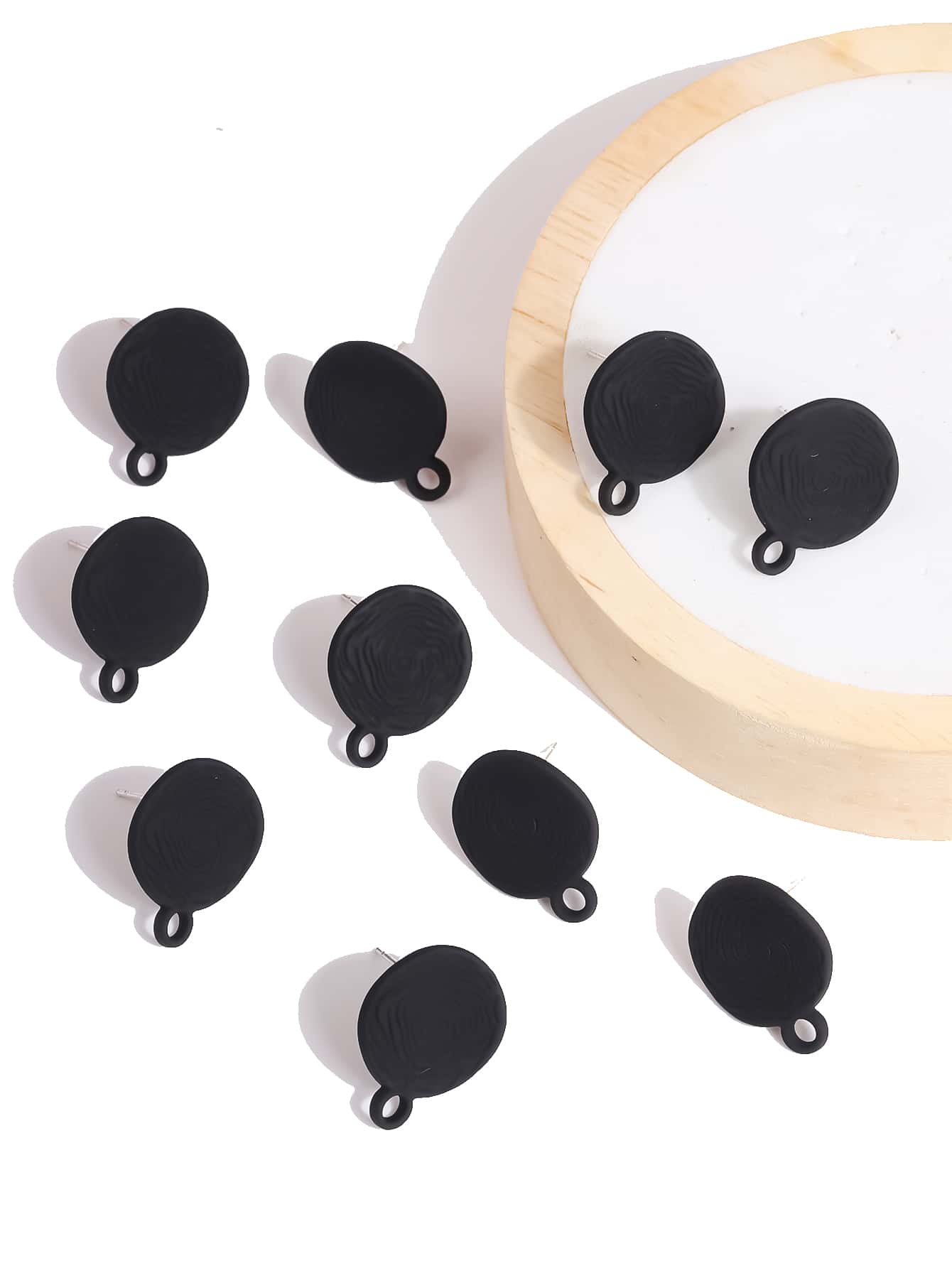 10pcs/set Textured DIY Earrings Accessory - Black - View 1