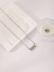 Number Pendant Necklace - Silver - View 1