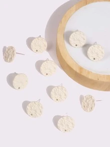 10 cái/bộ Phụ kiện bông tai DIY hình tròn - trắng - Xem 1