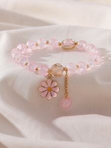 Vòng tay đính cườm hoa Charm - Hồng - Xem 2
