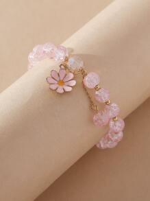 Vòng tay đính cườm hoa Charm - Hồng - Xem 3