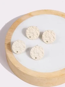 10 cái/bộ Phụ kiện bông tai DIY hình tròn - trắng - Xem 4