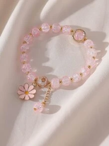 Vòng tay đính cườm hoa Charm - Hồng - Xem 5