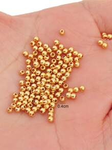 300 顆 4 毫米光滑 Ccb 金色塑膠圓珠，女士和女孩手鍊首飾製作用品