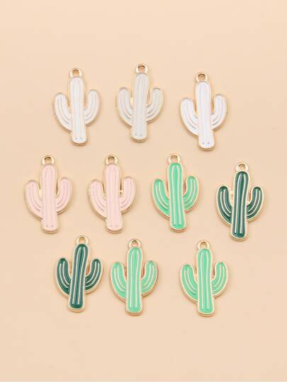 10 buc. 21*26 mm, din aliaj de metal, cu patru culori, picături de ulei, plante de cactus, pandantiv pentru brățară, colier, bijuterii