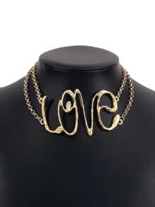 Letter Decor Choker - Yellow Gold - View 2