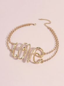 Letter Decor Choker - Yellow Gold - View 3
