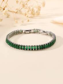 Cubic Zirconia Decor Bracelet - Green - View 2