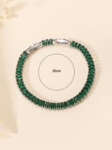 Cubic Zirconia Decor Bracelet - Green - View 4