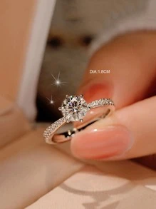 Cubic Zirconia Decor Ring - Silver - View 3