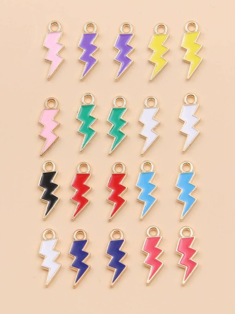 20pcs Waterdrop Shaped Lightning Design Pendant For Jewelry Decoration - Multicolor - View 1