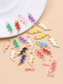 20pcs Waterdrop Shaped Lightning Design Pendant For Jewelry Decoration - Multicolor - View 2