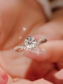 水鑽裝飾戒指 - 銀色 - 查看 3