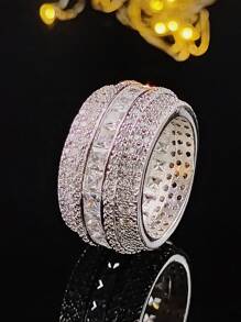 Rhinestone Decor Ring For Women For Party Banquet Wedding - White - View 1