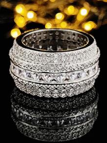 Rhinestone Decor Ring For Women For Party Banquet Wedding - White - View 2