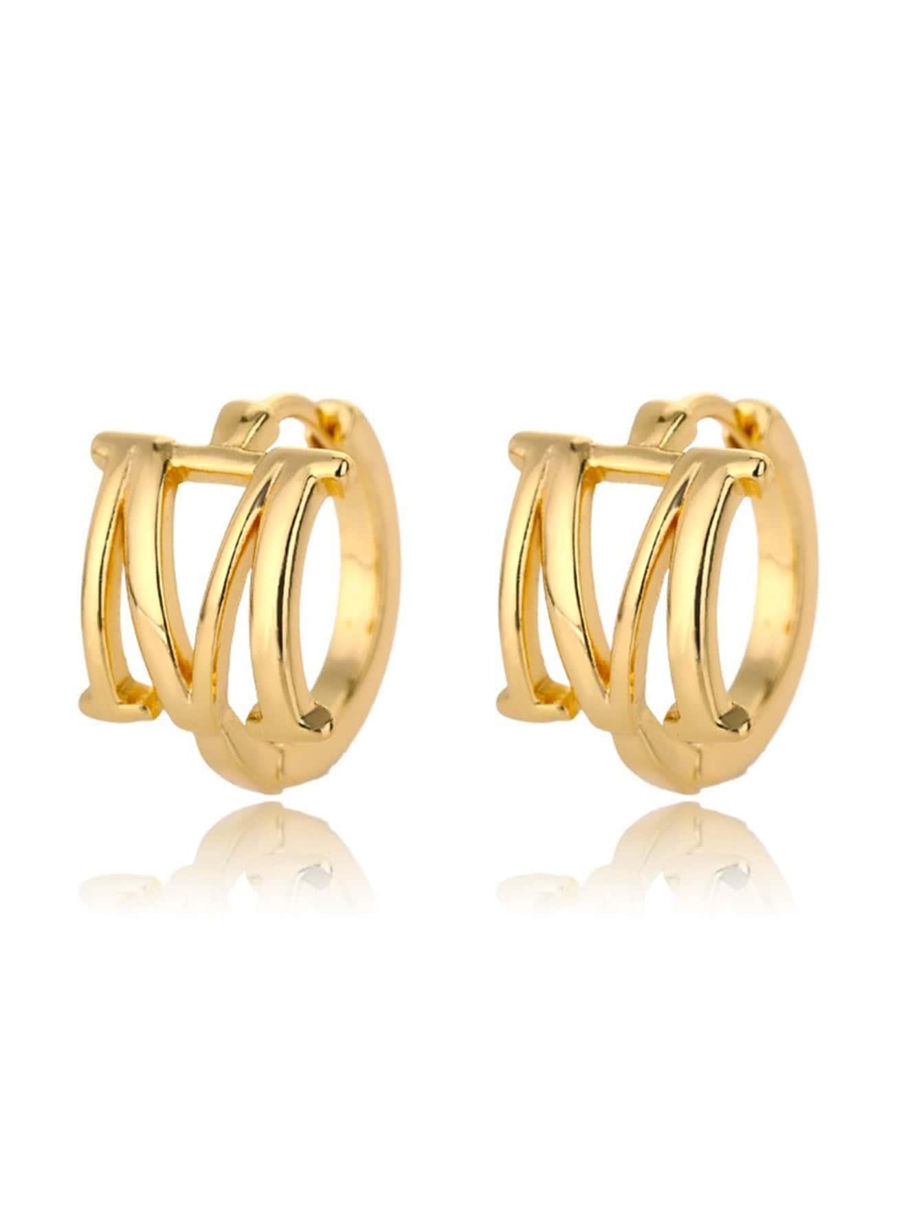 字母裝飾圓耳環 - 金黃色 - 查看 17