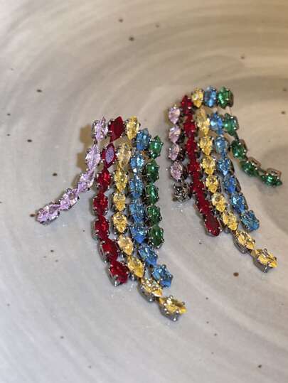 Andkiss 方晶鋯石流蘇耳墜