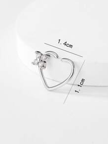 Cubic Zirconia Decor Heart Shaped Nose Ring - Silver - View 5
