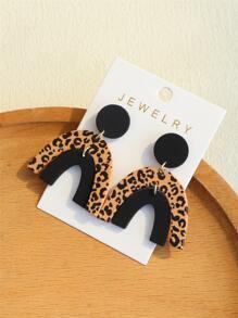 Bông tai thả hình học họa tiết da báo - Nhiều màu - Xem 3