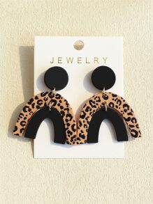 Bông tai thả hình học họa tiết da báo - Nhiều màu - Xem 4