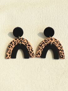 Bông tai thả hình học họa tiết da báo - Nhiều màu - Xem 5