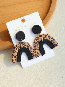 Bông tai thả hình học họa tiết da báo - Nhiều màu - Xem 6