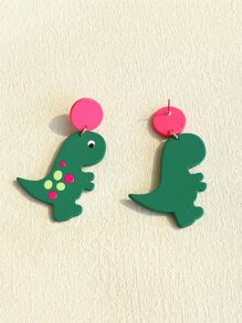 卡通恐龍耳墜 - 彩色 - 查看 2