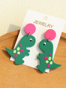卡通恐龍耳墜 - 彩色 - 查看 3