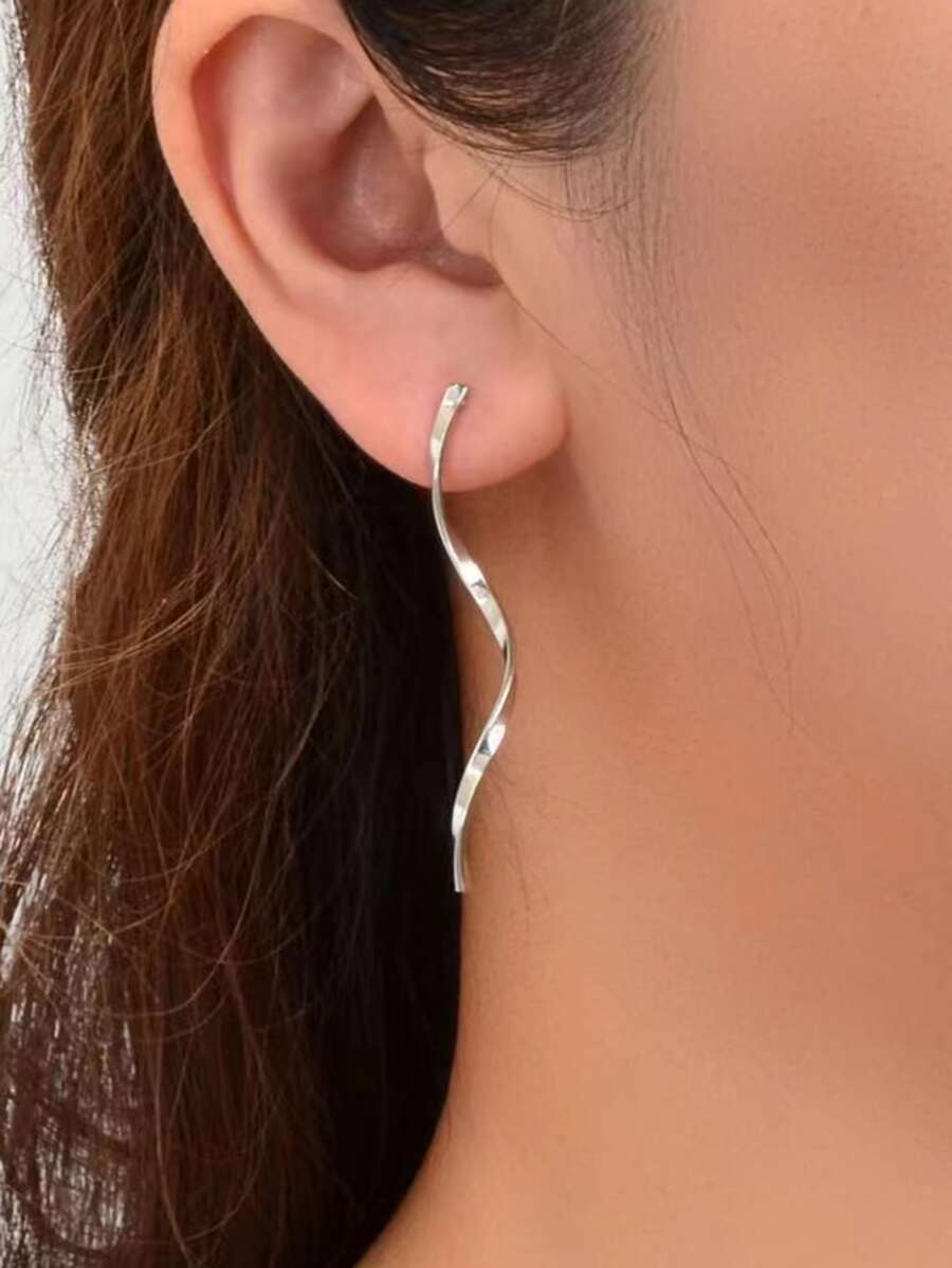 Swirl Stud Earrings - Silver - View 1