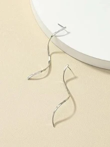 Swirl Stud Earrings - Silver - View 3